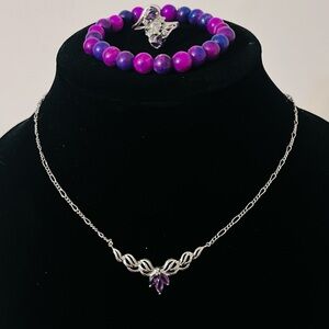 Silver and Purple Jewelry Set